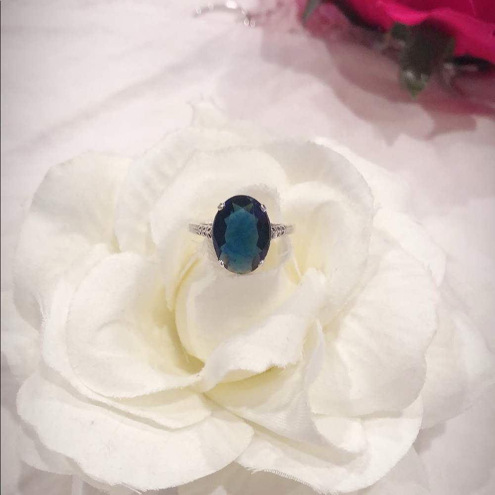 3ct Created Sapphire & 925 Sterling Ring